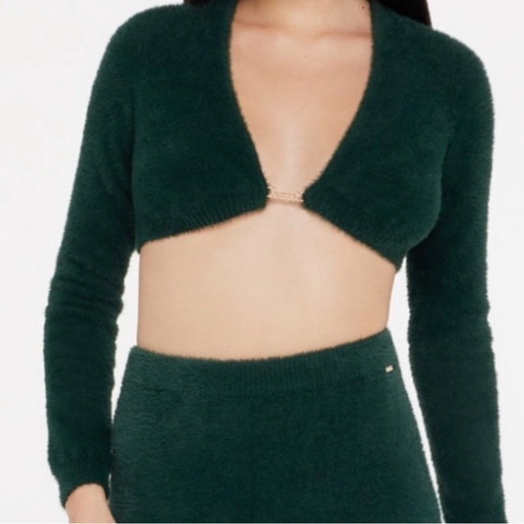 Savage x Fenty Botanical Green Fluff It Up Crop Top Fuzzy Bolero Sweater Sz. 1X - Picture 8 of 8